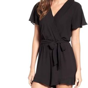 Gibson x Hi Sugarplum! Catalina Ruffle Hem Romper Black Size Small